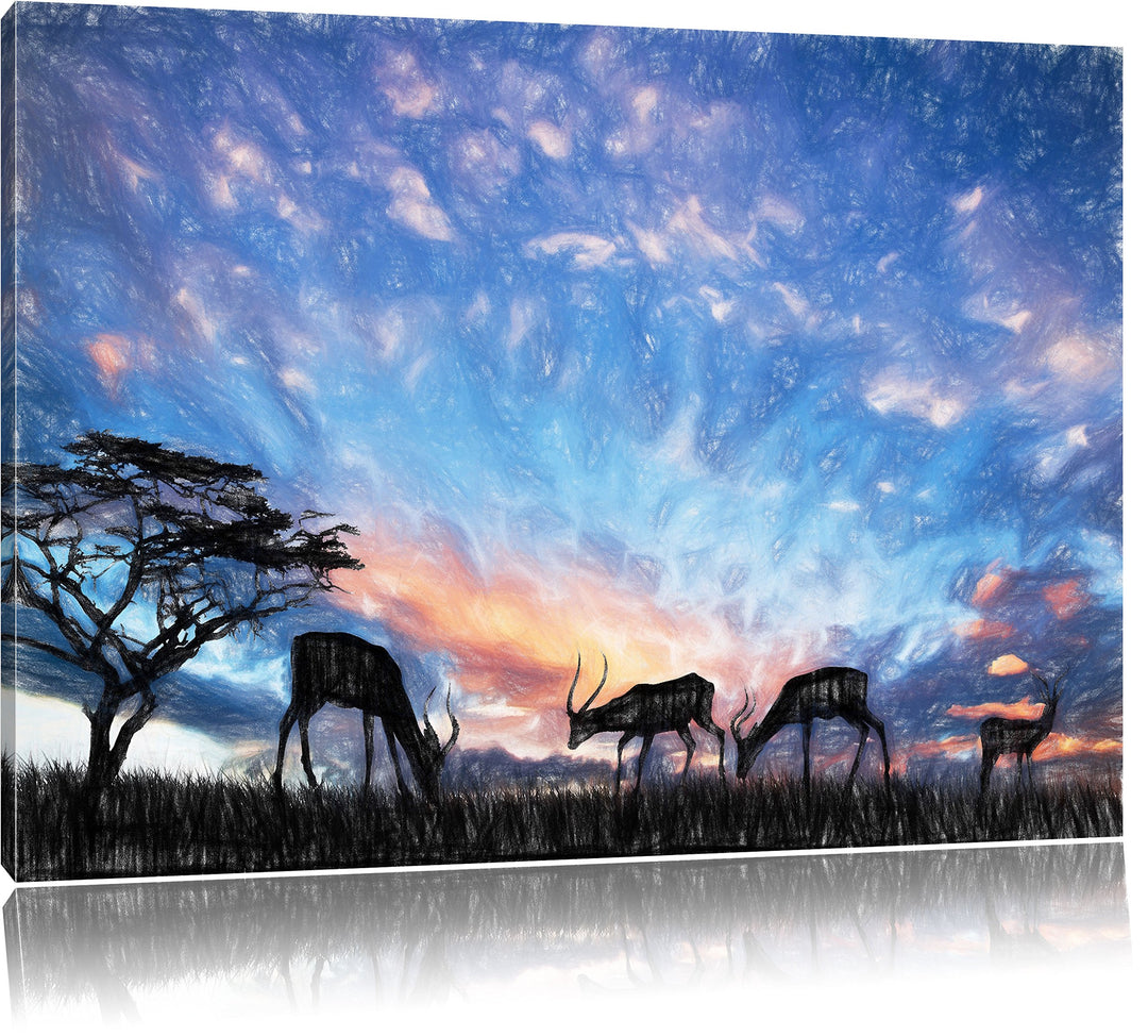 Pixxprint Tiere in der Natur als Leinwandbild/Grösse: 100x70 cm/Wandbild/Kunstdruck/fertig bespannt,