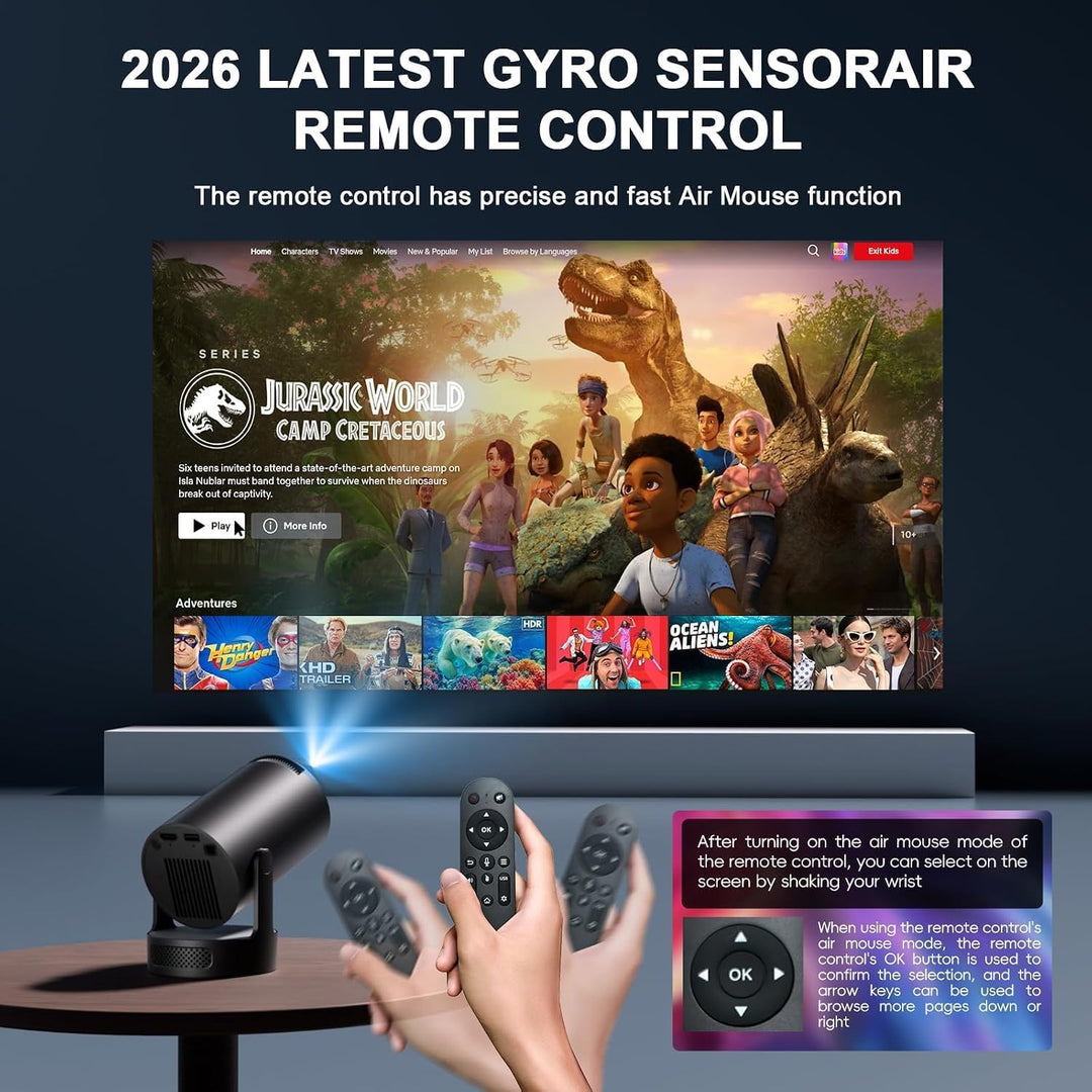 Mini Beamer 4K Unterstützt mit WiFi 6 BT5.4 integrierten Apps Android 14 TV | Projektor‌ mit Auto Ho