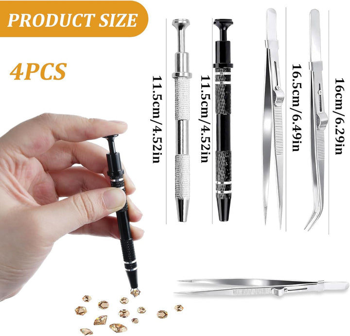 4 Stück Piercing Kugel Aufdreher Piercing Zange Pick Up Tool Prong Klaue Pinzette Abgewinkelte Grabb