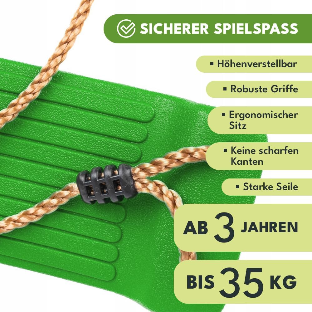 KRUMAD Kinderschaukel Outdoor & Indoor, Ergonomische Schaukel Kinder, Höhenverstellbaren Seilen 115–