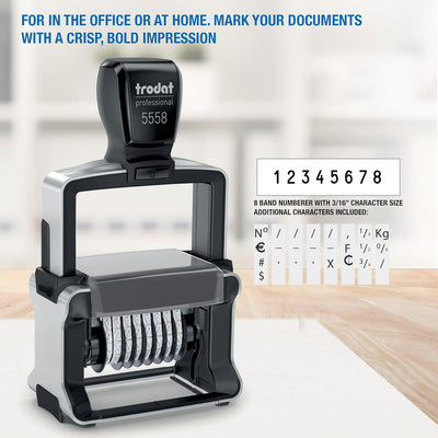 Trodat Professional 5558 Nummernstempel 8 Bänder, Selbstfärbend, 5 mm Schrifthöhe, Abdruck schwarz 8