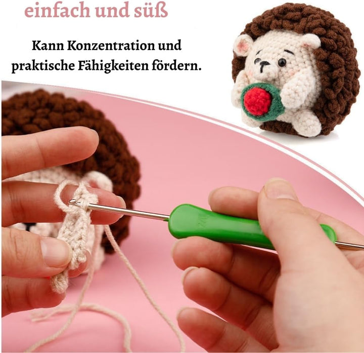 Boriad Häckel Kit für Anfänger,Häkelset mit Schritt-für-Schritt-Videoanleitungen in deutscher Sprach