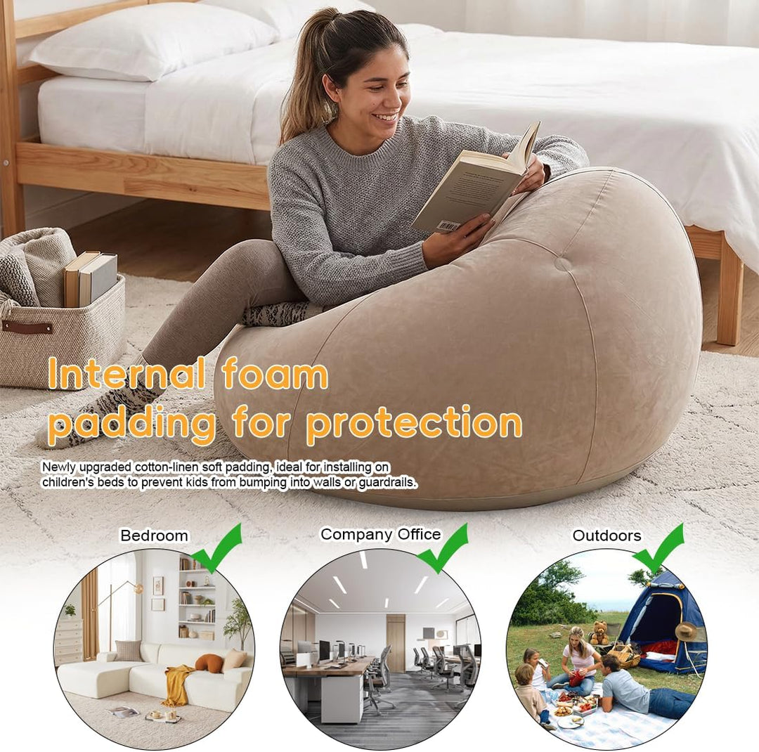 Aufblasbarer Bean Bag Sessel, inklusive Handluftpumpe | Wasserfestes PVC, platzsparend faltbar, bela
