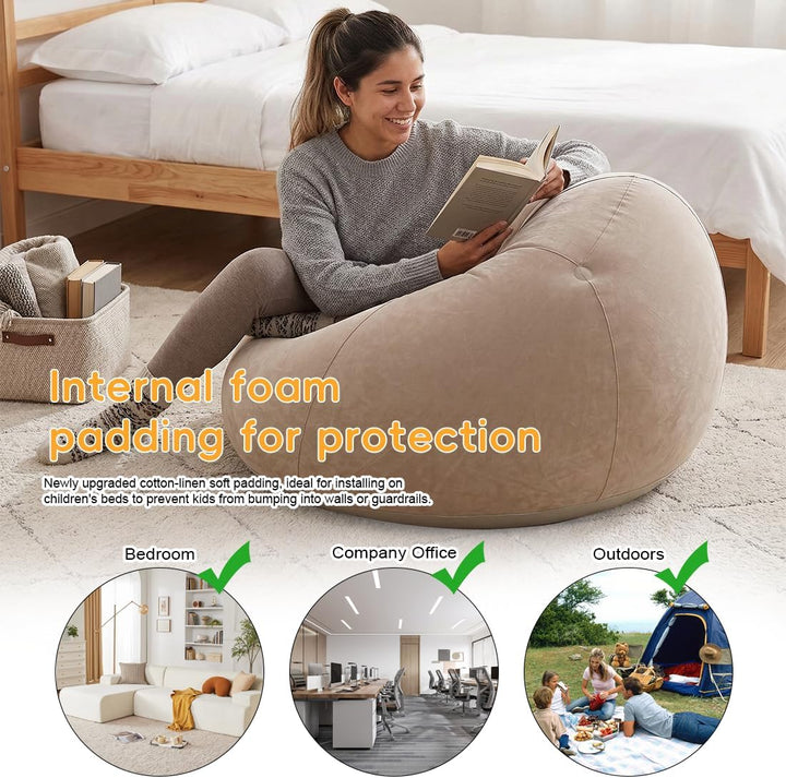 Aufblasbarer Bean Bag Sessel, inklusive Handluftpumpe | Wasserfestes PVC, platzsparend faltbar, bela