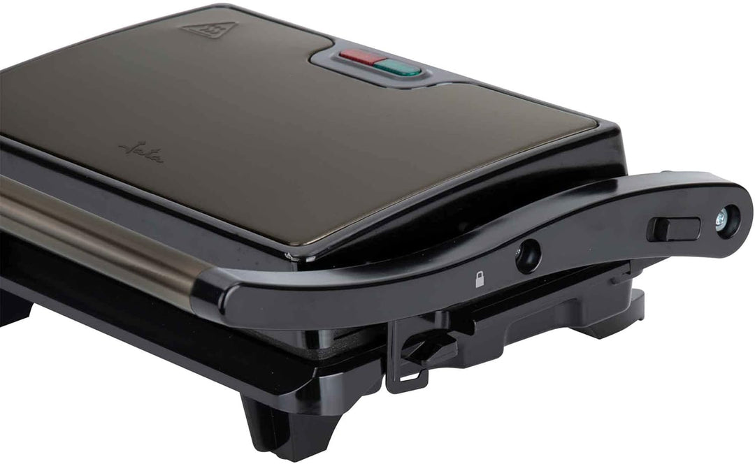 Jata JEGR1106 Elektrischer Grill, 750 W, glatte Antihaft-Platten 22,5 x 14,6 cm, Küche für alle Arte