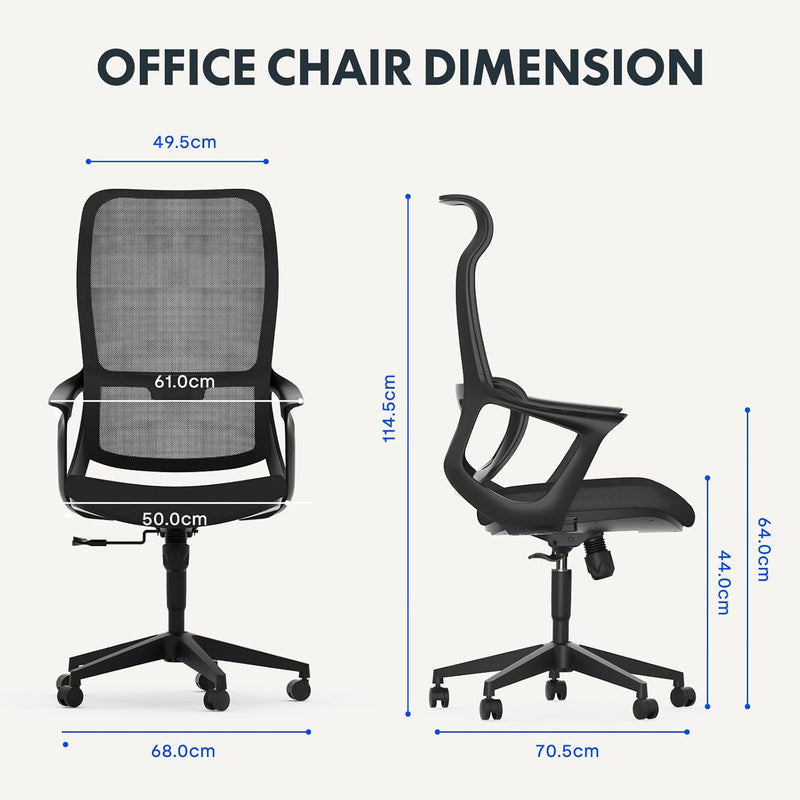 FLEXISPOT Bürostuhl Ergonomisch Schreibtischstuhl Computerstuhl Höhenverstellbarer Sitz Kopfstütze A