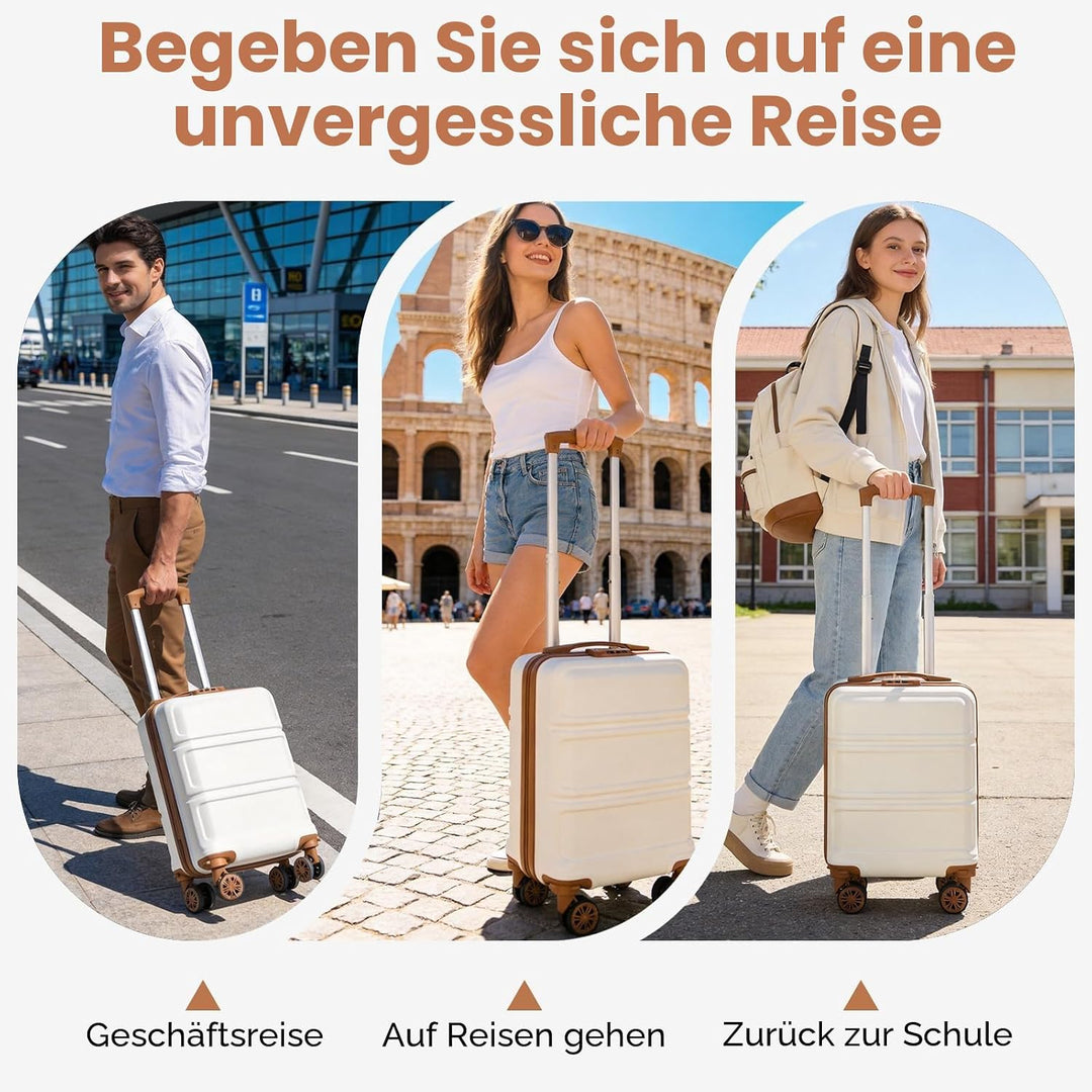 KONO Koffer Klein 16 Zoll Leicht ABS+PC Hartschalenkoffer mit Zahlenschloss Reisekoffer mit 4 Rollen