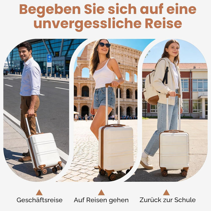 KONO Koffer Klein 16 Zoll Leicht ABS+PC Hartschalenkoffer mit Zahlenschloss Reisekoffer mit 4 Rollen