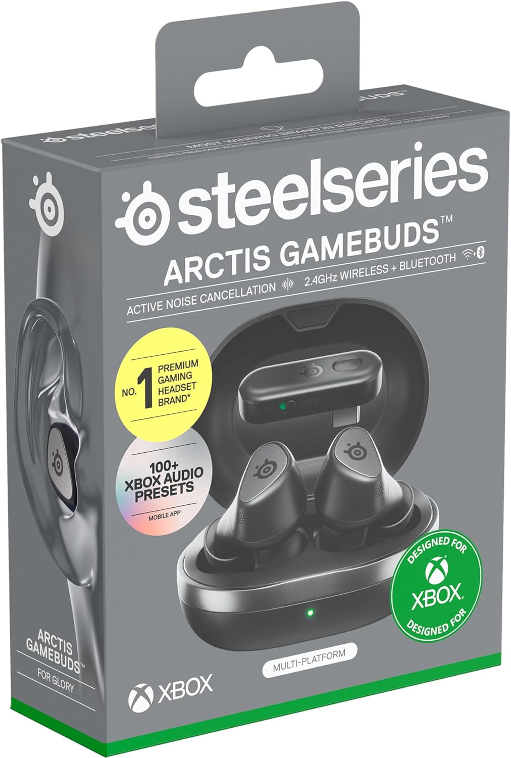 SteelSeries Arctis GameBuds Gaming-Kopfhörer für Xbox, kabellos, 2,4 GHz + BT 5.3, aktive Geräuschun