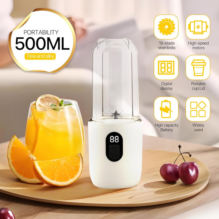RoserRose Tragbarer Mixer, Portabler Elektrischer Saftpresse mit Digitalanzeige, 1500mAh Akku, Draht