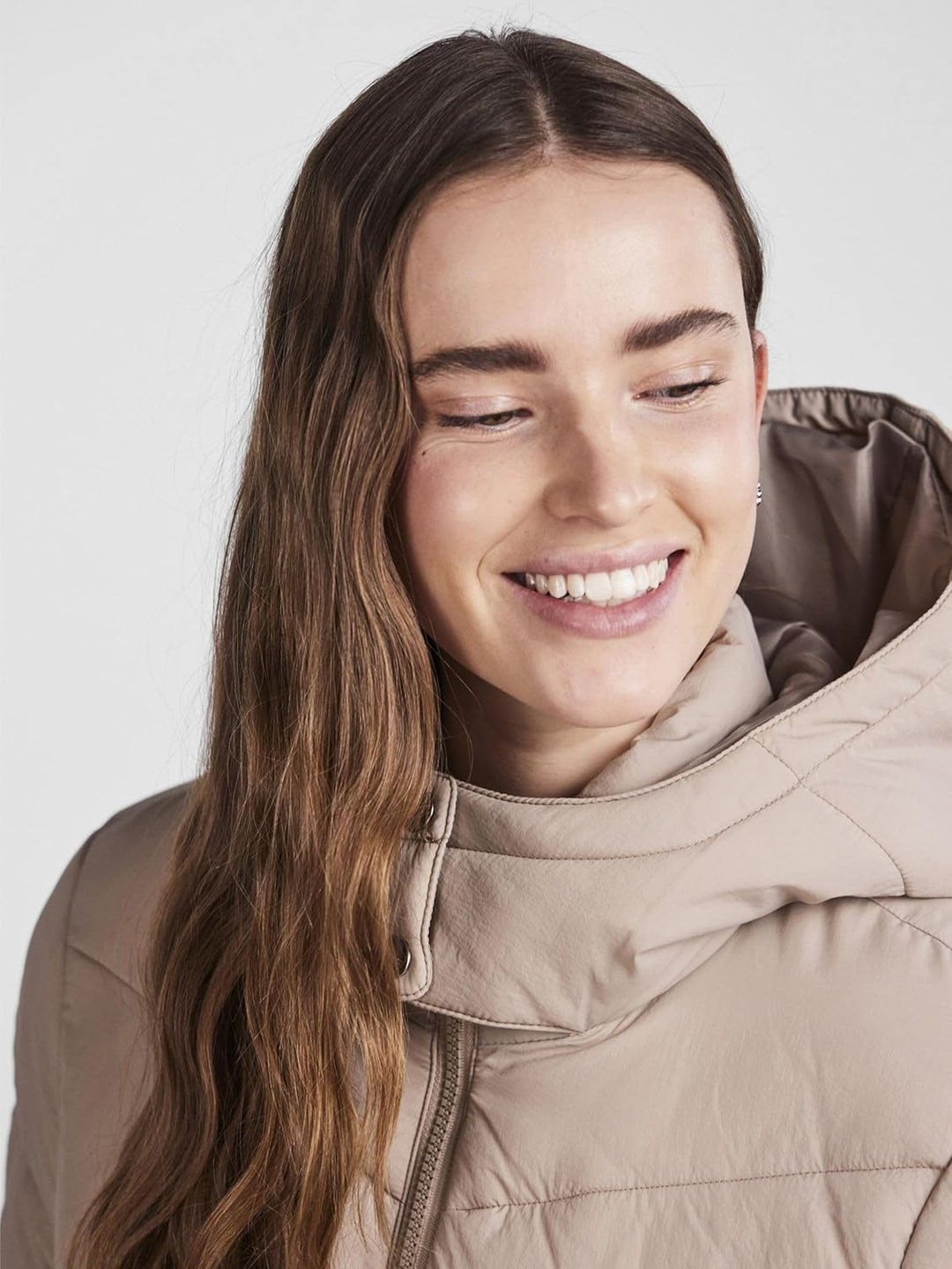 PIECES Short Puffer Jacket S Silver Mink, S Silver Mink