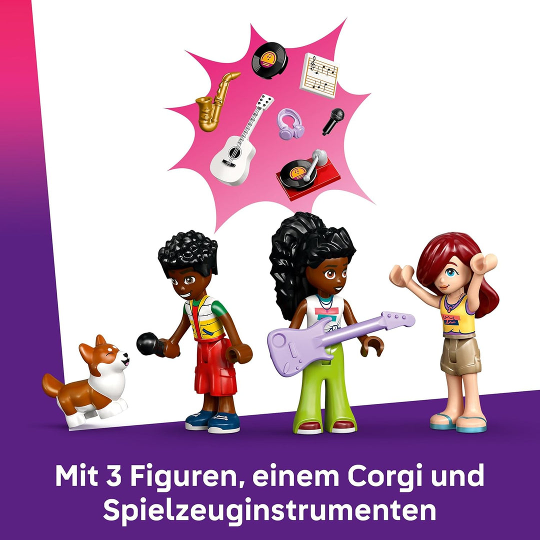 LEGO Friends Musikladen & Wohnung - Spielzeug mit 3 Mini-Puppen, Einer Corgi Tierfigur und Musikinst