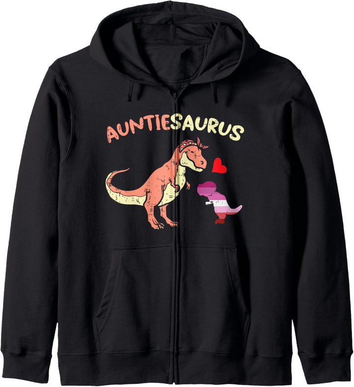 Auntiesaurus Gay Aunt Dinosaur Dino LGBT Lesbian Flag Women Kapuzenjacke