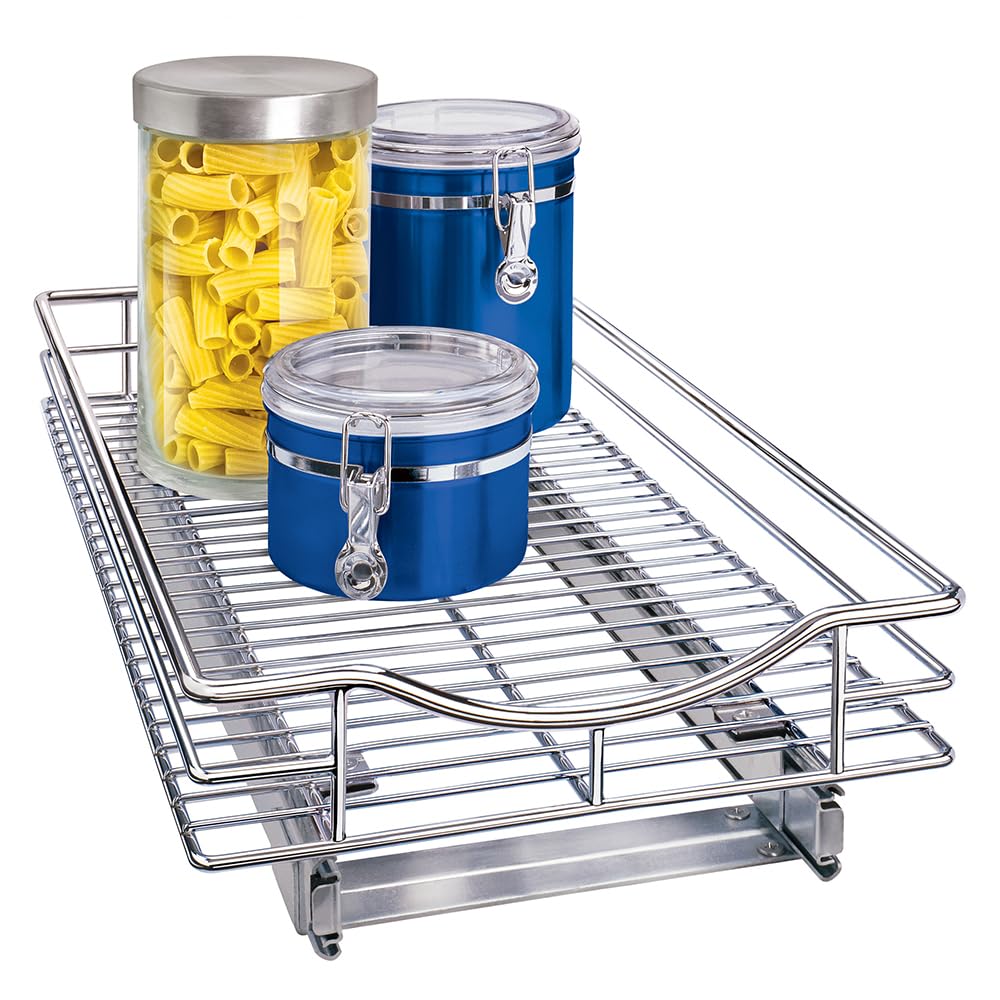 Lynk Organizer aus Chrom Ausziehbares Regal unter dem Schrank, Metall, 11" W x 21" D, 11" W x 21" D