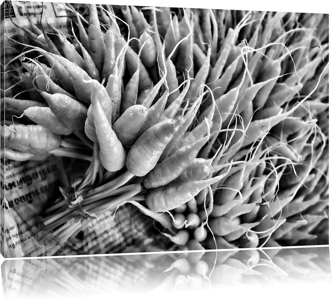 Pixxprint Gesunder Möhrenstrauss als Leinwandbild | Grösse: 100x70 | Wandbild| Kunstdruck | fertig b