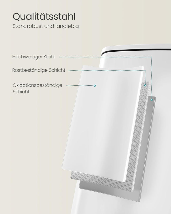 SONGMICS Mülleimer Küche, 20 Liter Abfalleimer, Tretmülleimer, Stahl, mit Inneneimer, Softclose, Off