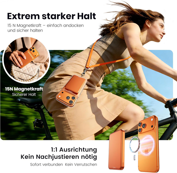 Magnetische Powerbank 10000 mAh, 14 mm ultradünnes Titan-Design, PD20W, kabelloses tragbares Ladeger