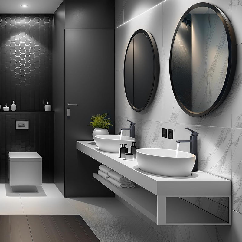 HOMELODY Wasserhahn Bad Schwarz Hoch Waschtischarmatur Mischbatterie Armatur Badezimmer Waschraumarm