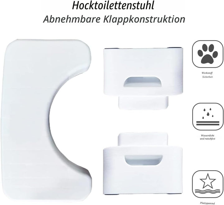 Badezimmer-Toilette, Kniebeugen-Toilette, abnehmbares multifunktionales Sitztablett, tragbare Stufe