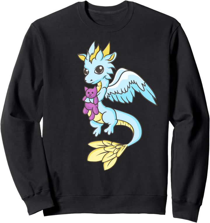 Cute Kawaii Anime - Sweet Blue Baby Dragon - Japanese Sweatshirt