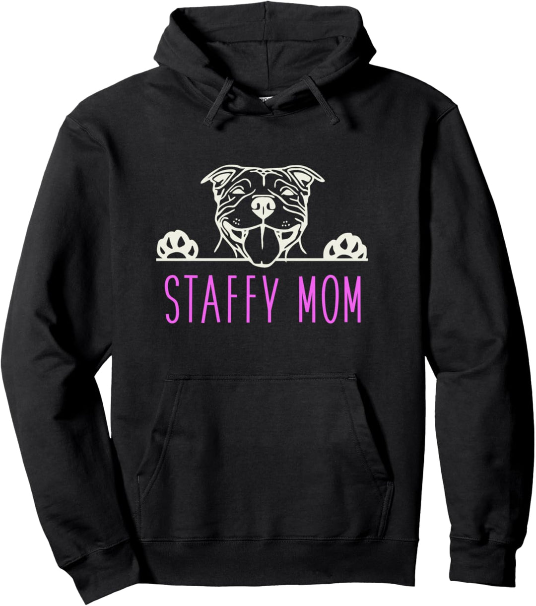 Staffy Mom with Staffordshire Bull Terrier Dog Pullover Hoodie