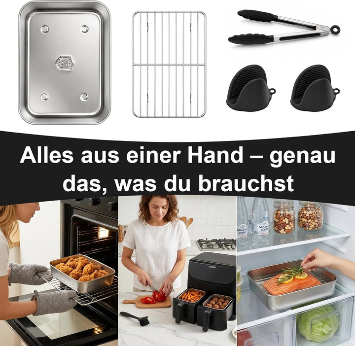 2 Stück Airfryer Zubehör für Ninja Dual Zone &amp; FlexDrawer Auflaufform Airfryer mit Deckel 304 Edelst