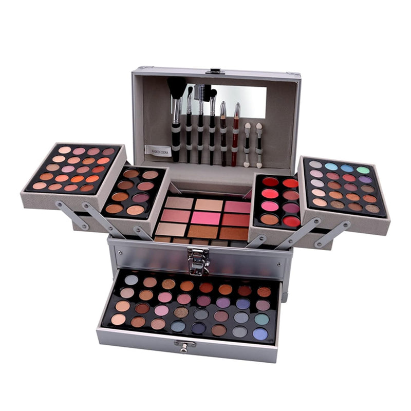 JasCherry Schminkkoffer Multifunktions Schmink Kosmetik Make-up Set mit Lipgloss, Lidschatten, Blush