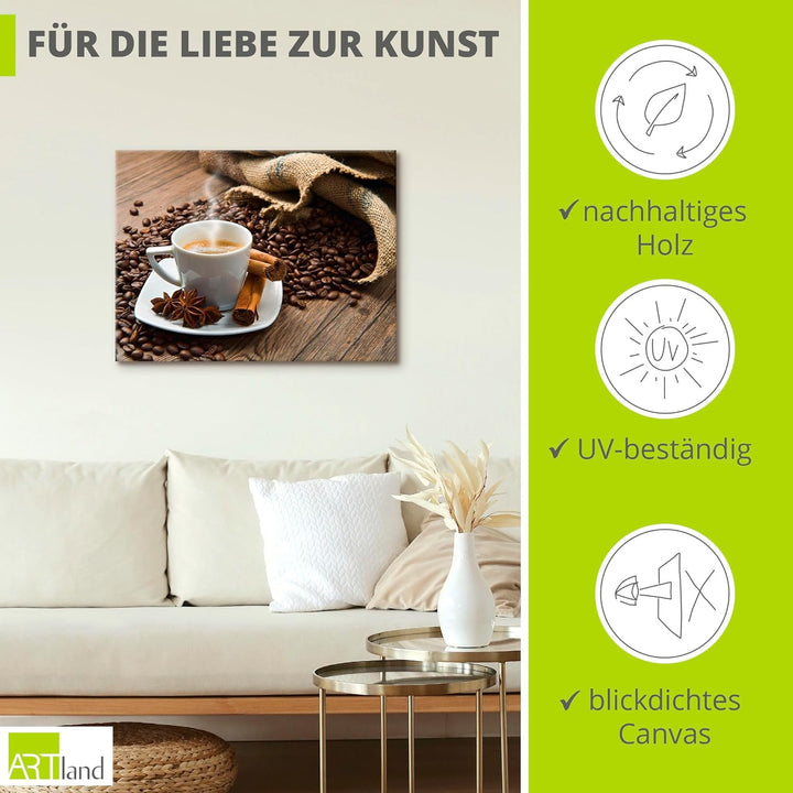 ARTland Leinwandbilder Wandbild Bild auf Leinwand 40x40 cm Ernährung &amp; Genuss Getränke Kaffee Fotogr