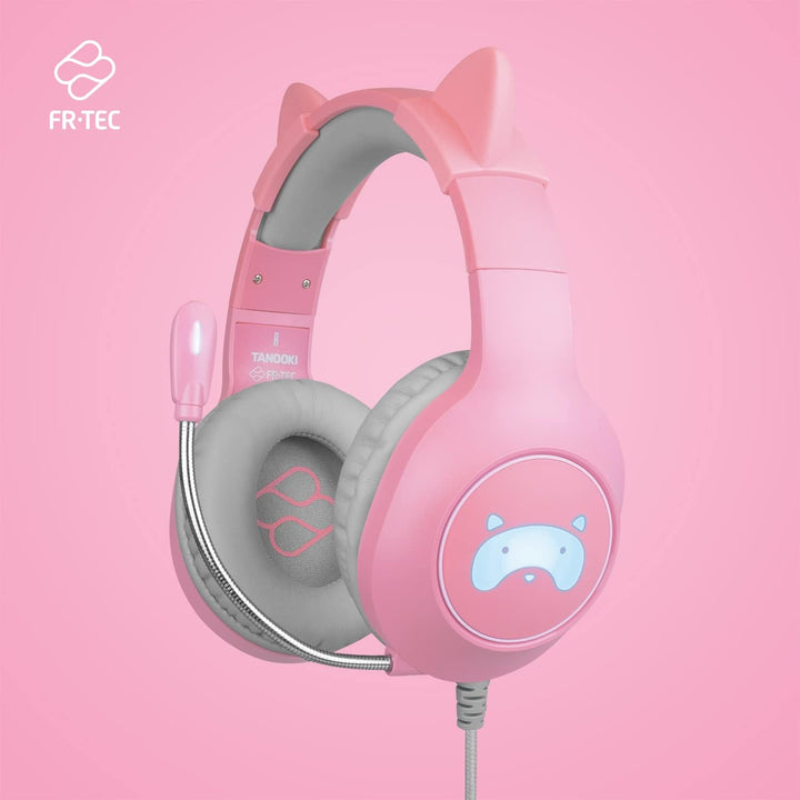 FRTEC – TANOOKI Gaming Headset Kopfhörer mit Cat Ears abnehmbarem Kabel und RGB-LED-Licht für PS5, P