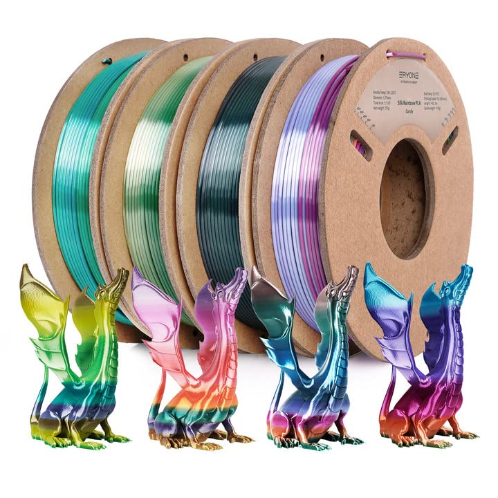 ERYONE Silk Rainobw PLA Filament PLA 1.75mm, 3D-Drucker Silk PLA Filament,+/- 0,03 mm,0.25kg /Spule