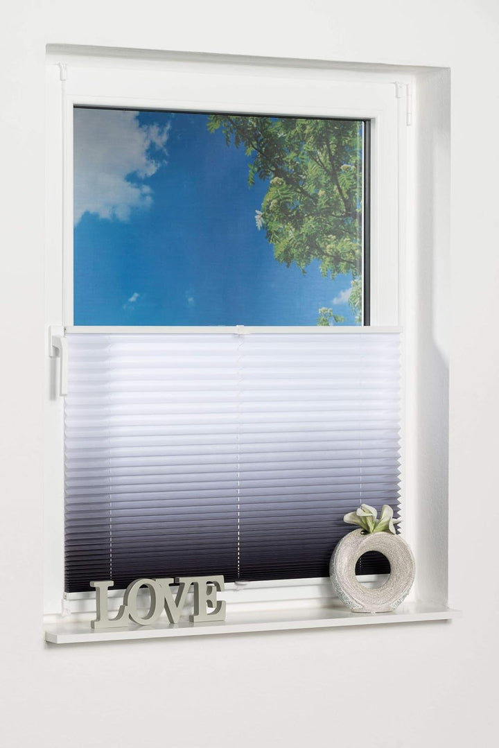 K-home Klemmfix-Plissee Farbverlauf Anthrazit 70cm x 130cm (B x L) 70 x 130 cm Anthrazit, 70 x 130 c