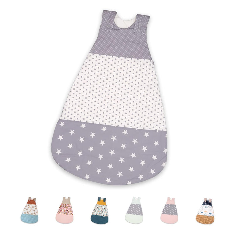 ULLENBOOM Sommerschlafsack Baby Graue Sterne (Made in EU) - Aus OEKO-TEX Materialien - 0,5 TOG, Schl