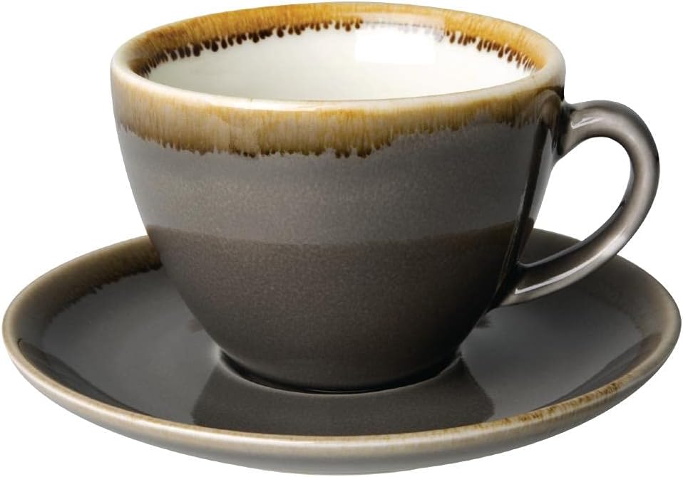 Olympia Kiln Cappuccino-Tasse Rauch, 230 ml, innovatives Design und Funktionen, 6 Stück (1er Pack) S