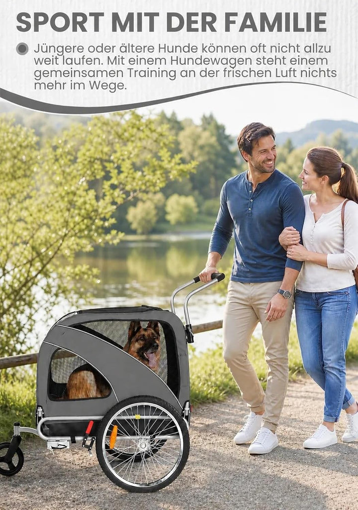 Hundeanhänger 2-in-1 für Fahrrad &amp; Jogger Grey