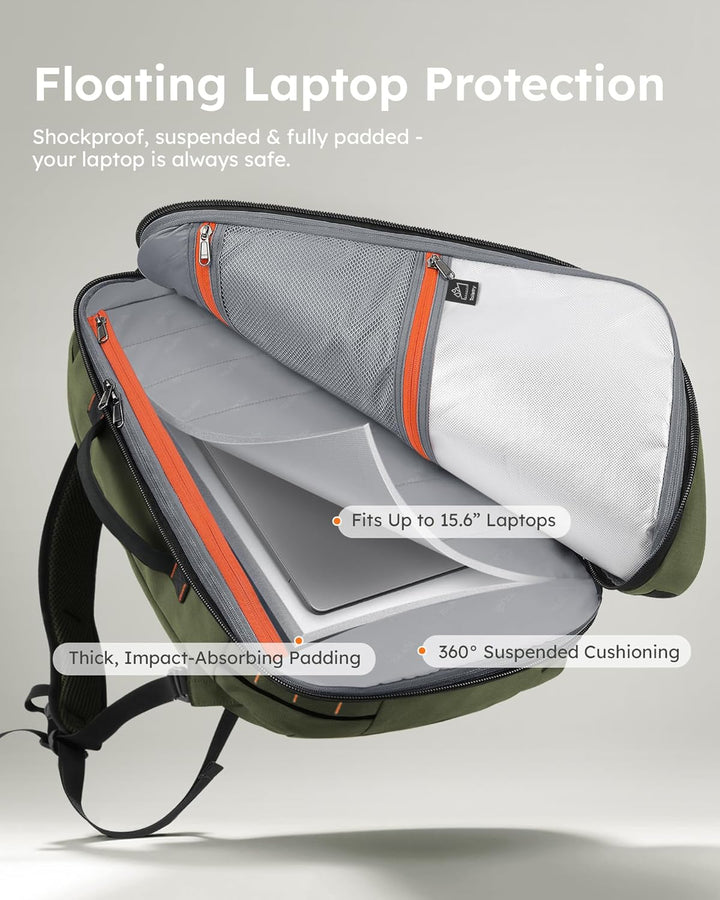 Tolaccea Reiserucksack, Handgepäck Rucksack Flugzeug, TSA-Freundlicher Laptop Rucksack 15,6 Zoll, Er