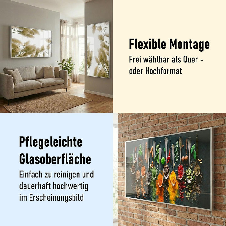 STEINFELD Heizsysteme® Glas Bild Infrarotheizung mit Thermostat | Made in Germany | viele Motive 350