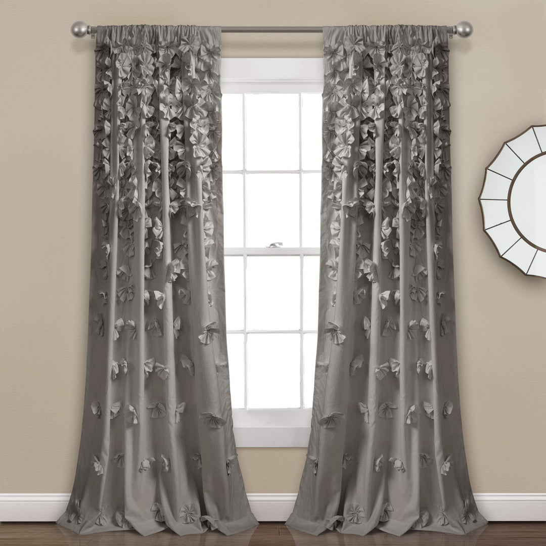 Lush Decor Riley Fenstervorhang, halbtransparent, gerüscht, strukturierte Schleife, Fensterpaneel fü