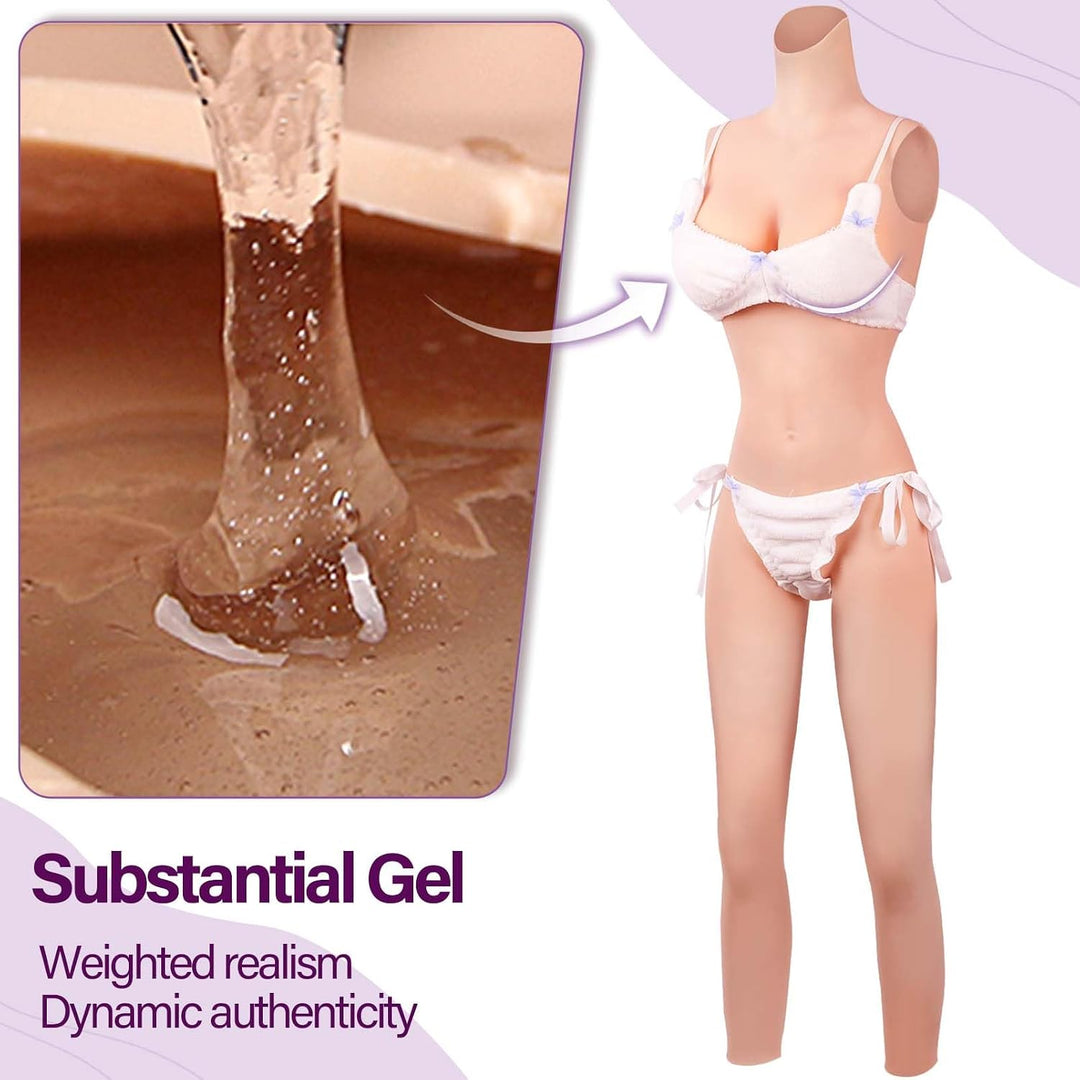 Generation 3 Silikon Ganzkörperanzug Bodysuit mit Realistischer Weiblicher Silhouette Brustform &amp; Ho