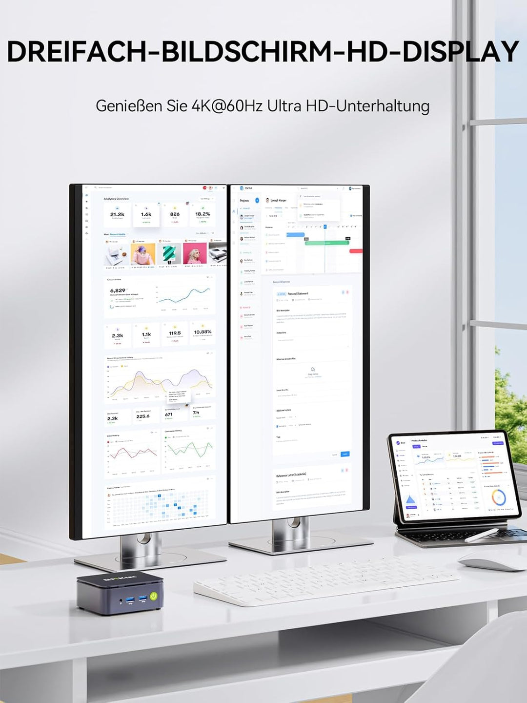 GMKtec Mini PC Ryzen 5 3500U (Beats N150/N95, bis zu 3.7GHz), 16 GB RAM 256GB M.2 SSD, Mini Desktop