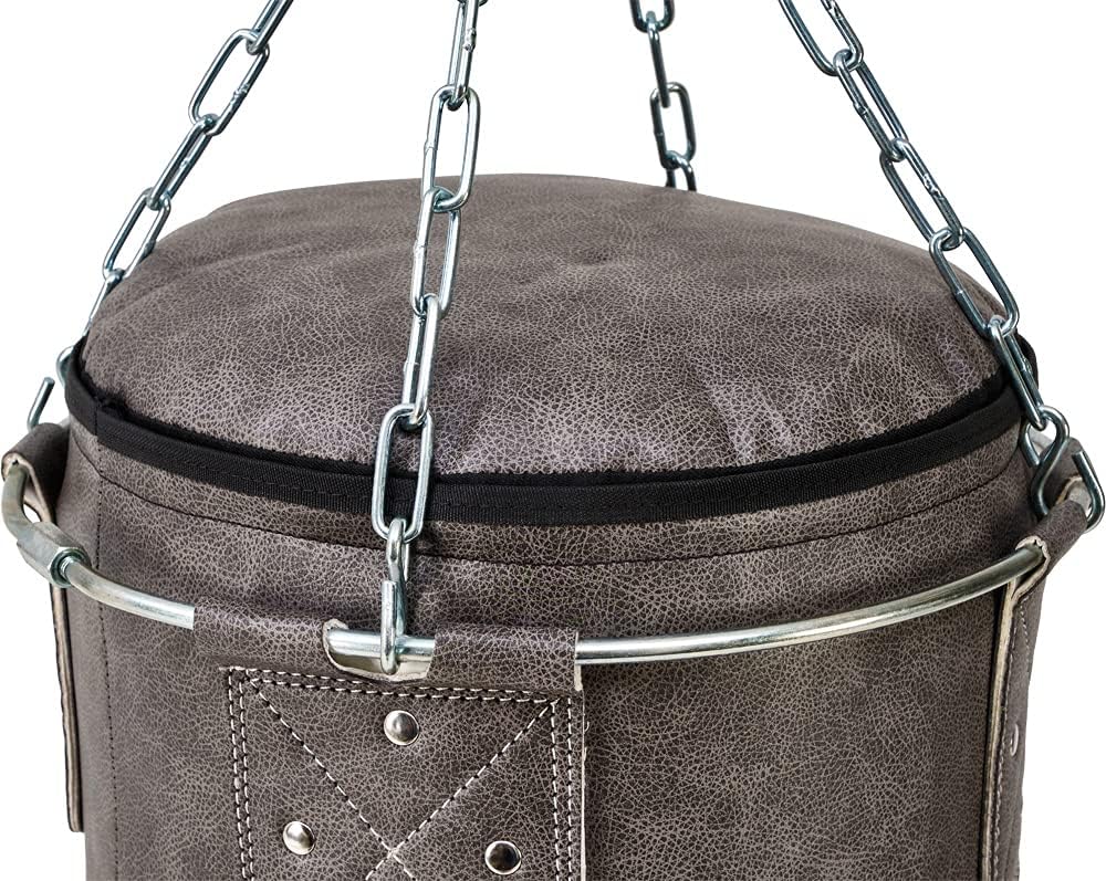 Bad Company Vintage Jab & Hook Boxsack als Erdnuss-Form inkl. Heavy Duty Vierpunkt-Stahlkette und Me