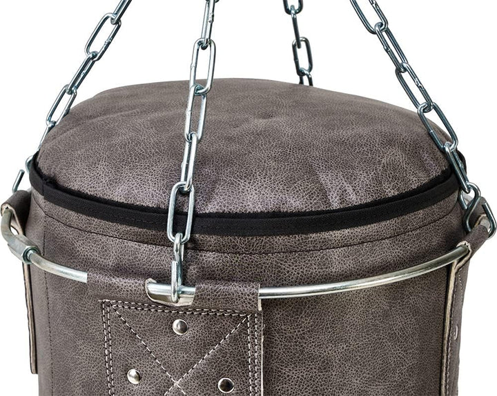 Bad Company Vintage Jab & Hook Boxsack als Erdnuss-Form inkl. Heavy Duty Vierpunkt-Stahlkette und Me
