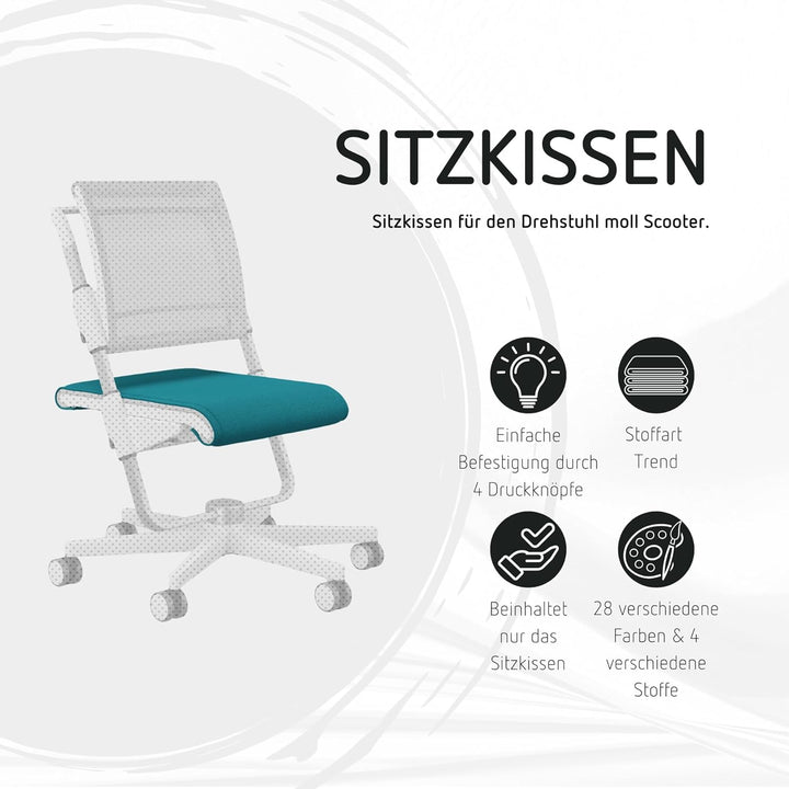 moll Sitzkissen Scooter, Bezug für den moll Kinderdrehstuhl Scooter, austauschbar, Chenillegewebe, P