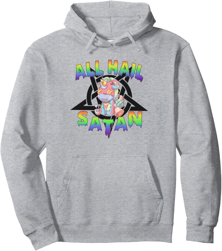 Hail Satan Einhorn Death Metal Pastel Goth Unicorn Pullover Hoodie