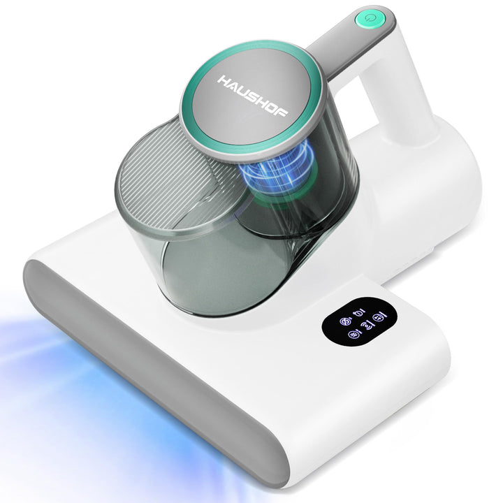 HAUSHOF Milbensauger für Matratzen 16 kPa mit UV Licht &amp; 60℃ Heissluft, Matratzenreiniger 400W mit D