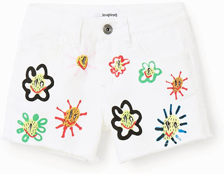 Desigual Mädchen Denim_Flowers Jeans 12 Jahre Weiss, 12 Jahre Weiss