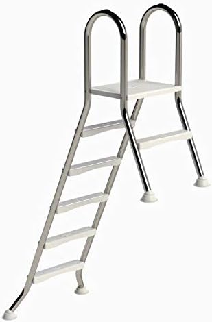 well2wellness® Hochwertige Edelstahl Hochbeckenleiter V2A, 43mm Holm, 5+1 Stufen Holm 5+1, Holm 5+1