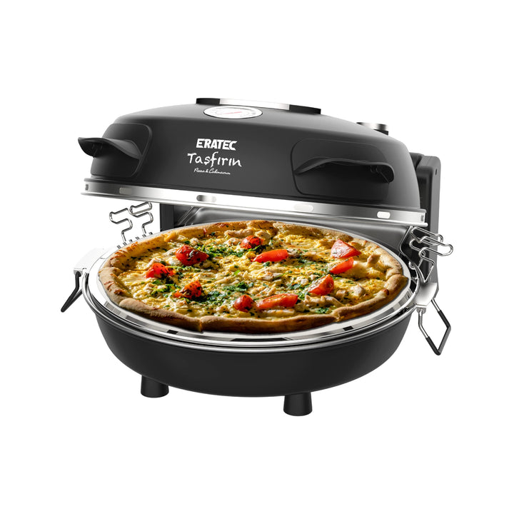ERATEC - Steinofen SET PM-27. Elektischer Pizzaofen für innen & aussen. Tisch-Ofen bis zu 400°C, Pla
