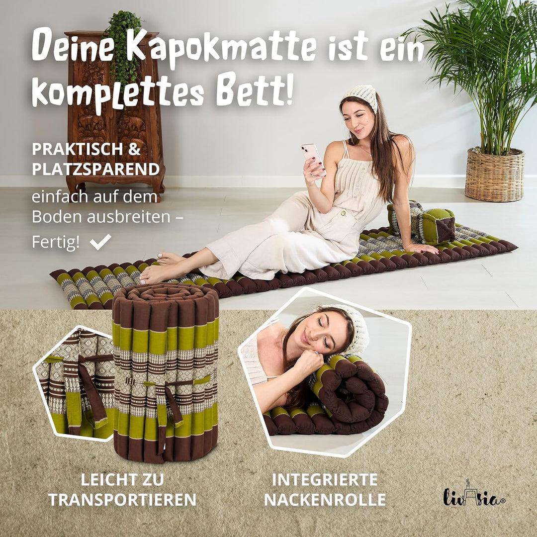 livasia Rollmatte Rollmatratze L-200x110x4,5cm, Gästebett Gästematratze 1 Person, Reisebett Kofferra