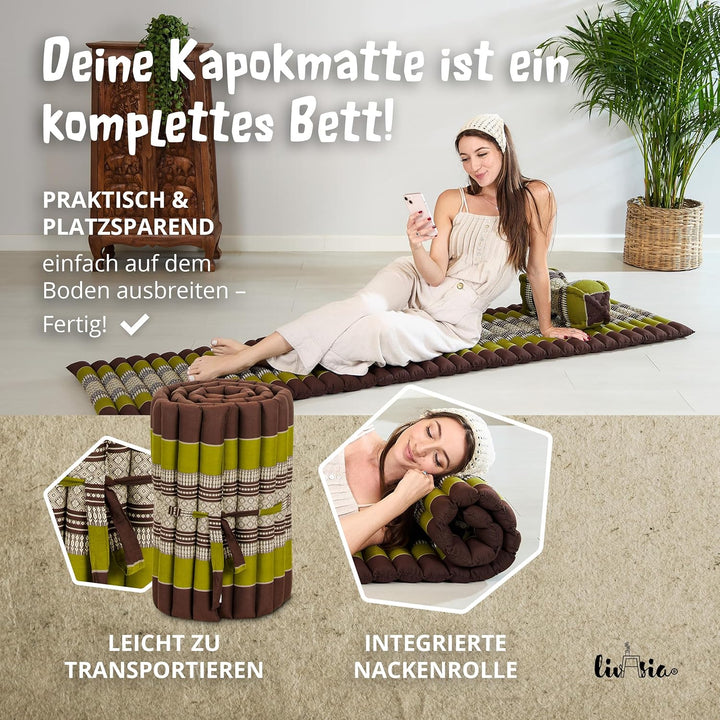 livasia Rollmatte Rollmatratze L-200x110x4,5cm, Gästebett Gästematratze 1 Person, Reisebett Kofferra
