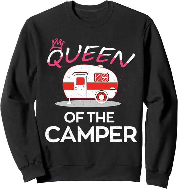 Damen Queen Of The Camper Wohnwagen Wohnmobil Sweatshirt